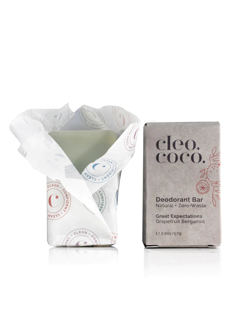 Cleo+Coco ZERO-WASTE DEODORANT BAR Great Expectations Grapefruit Bergamot
