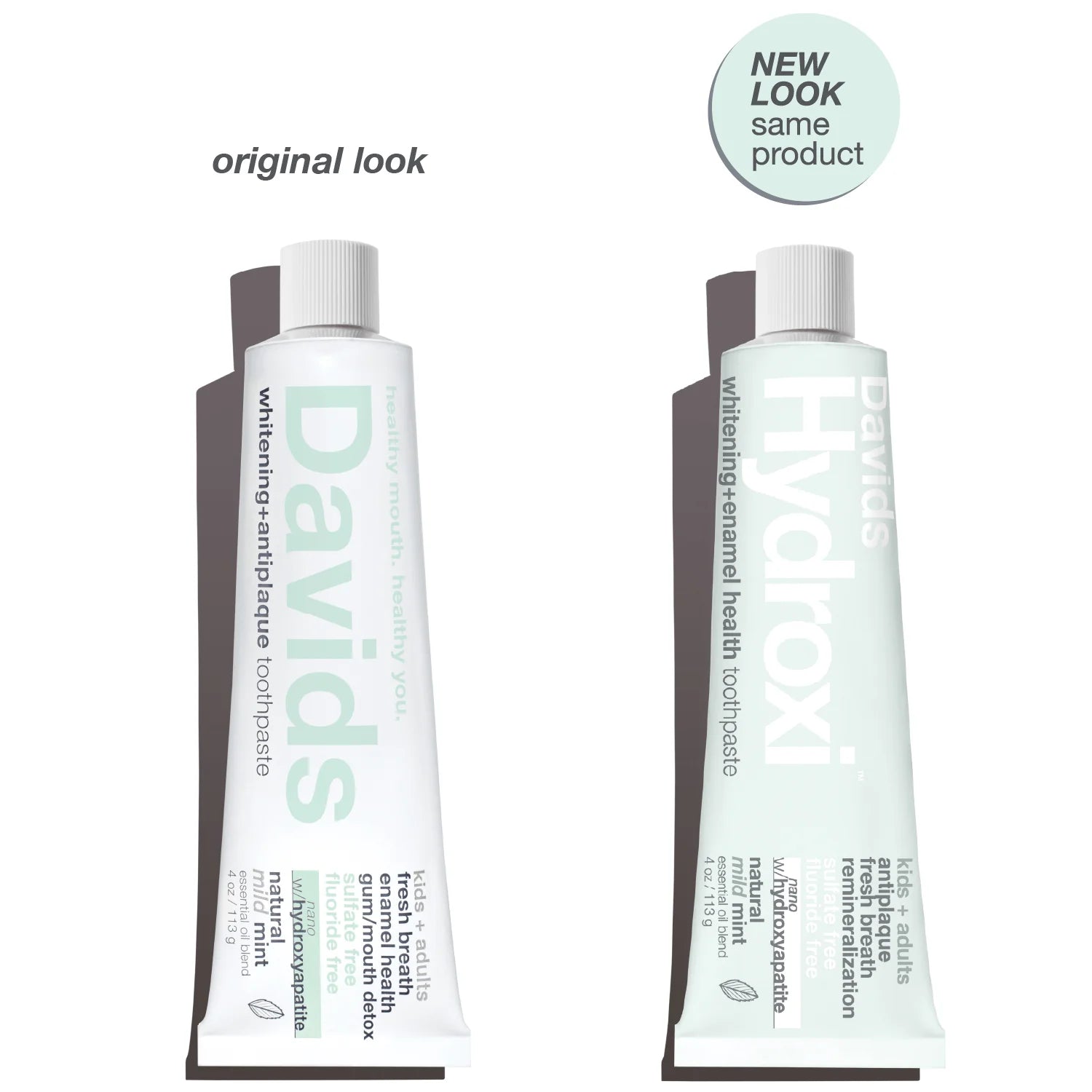 Davids Mild Mint | Hydroxi™ kids + adults nano hydroxyapatite premium toothpaste