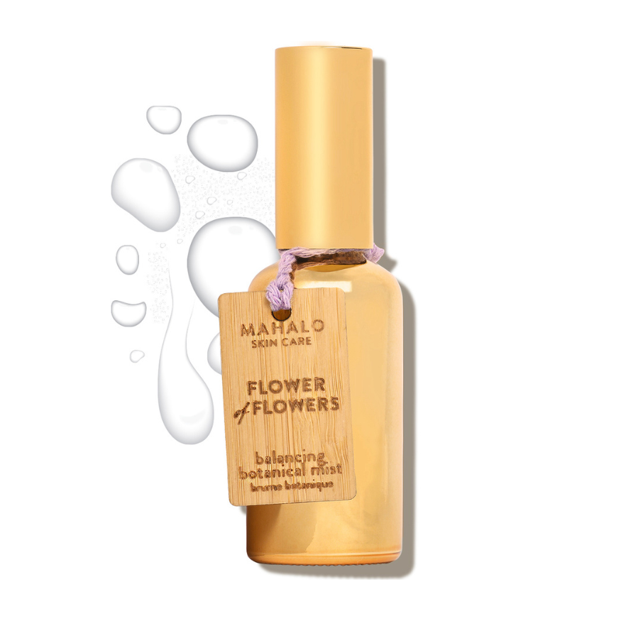 MAHALO Skin Care FLOWER of FLOWERS features special distillation of Hawaiian Ylang Ylang, and precious 24k gold