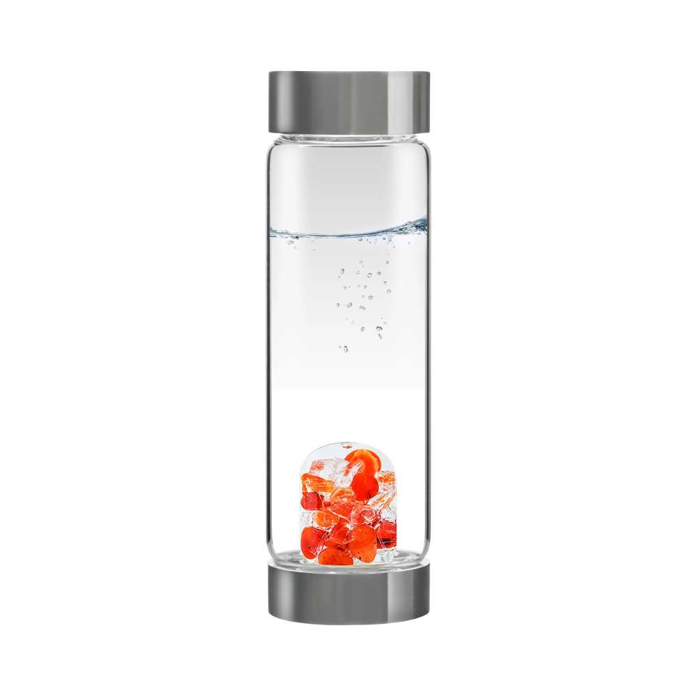 VITAJUWEL | ViA Crystal Water Bottle | PASSION w. Carnelian & Halite