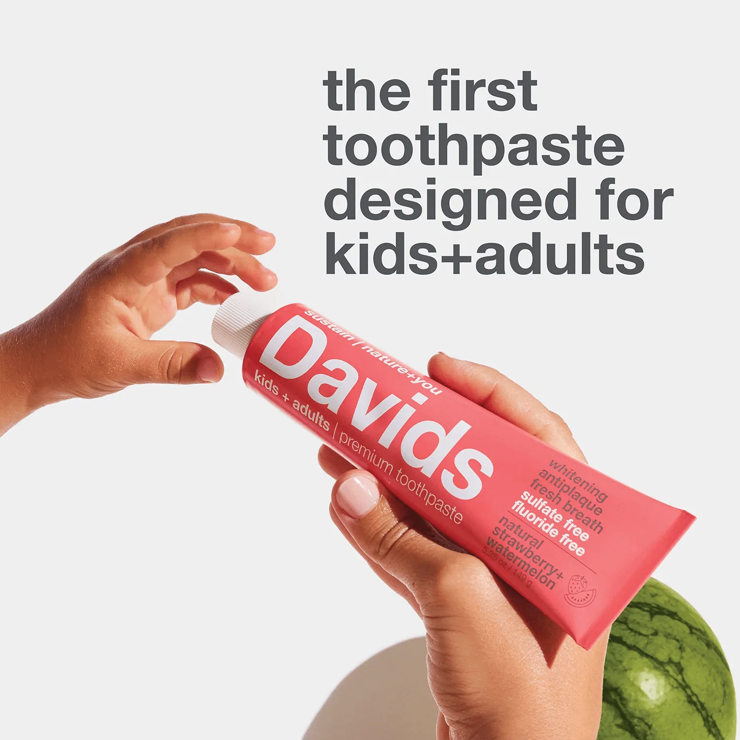Davids | Strawberry Watermelon Premium Toothpaste | Kids + Adults