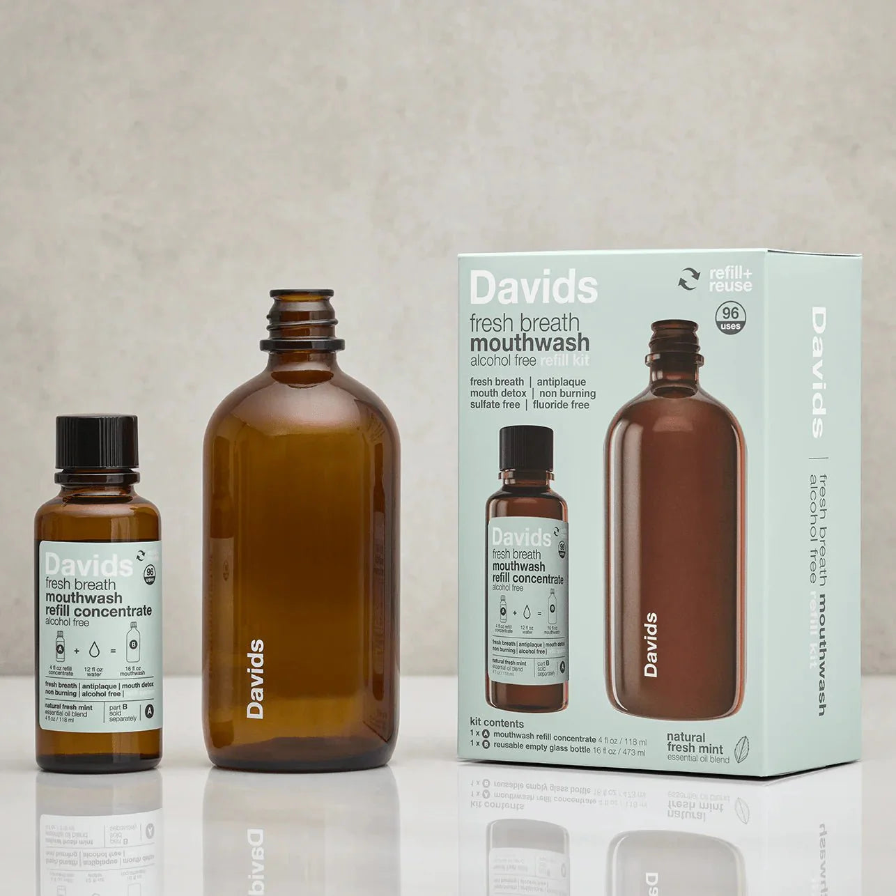Davids Hydroxi™ Fresh Breath Mouthwash | Natural Fresh Mint