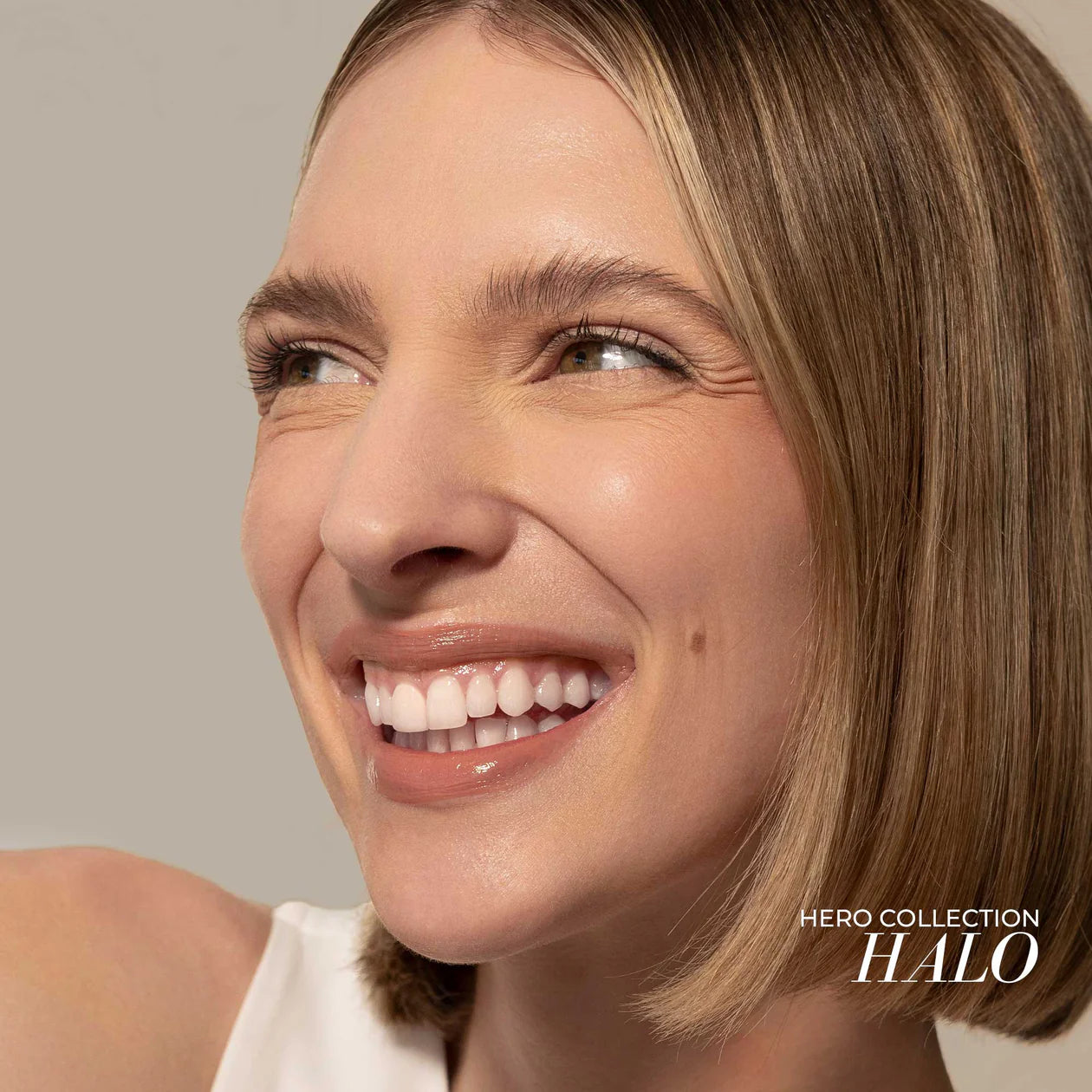 Fitglow Beauty clean makeup Lip Colour Serum Halo on model