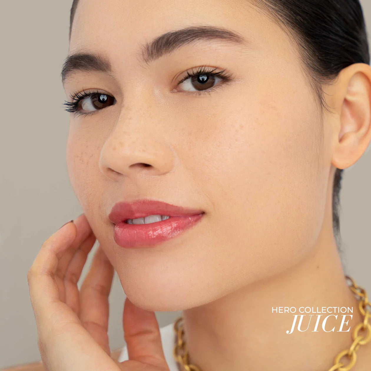 Fitglow Beauty clean makeup Lip Colour Serum Juice on model