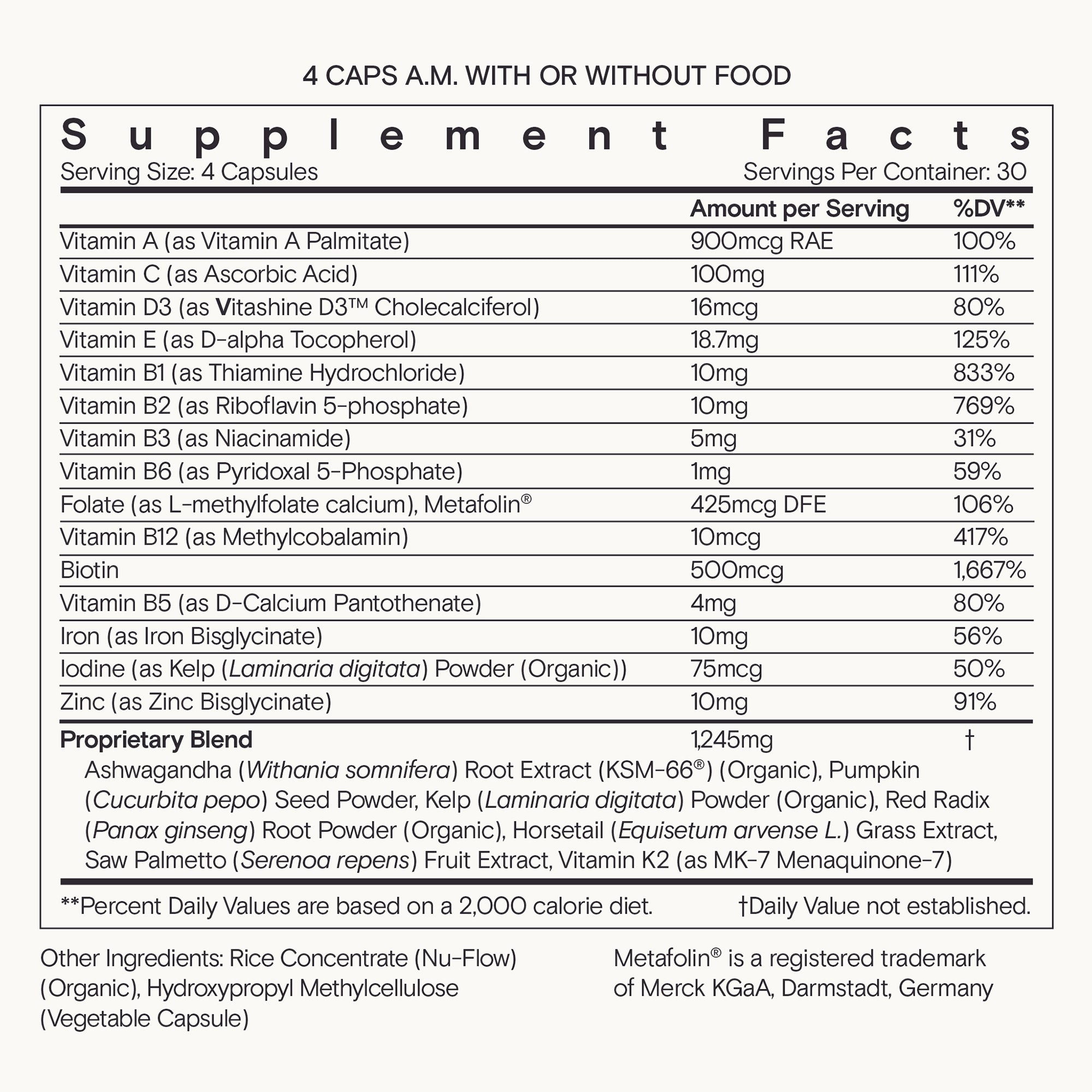 Moon Juice SuperHair Supplement Facts