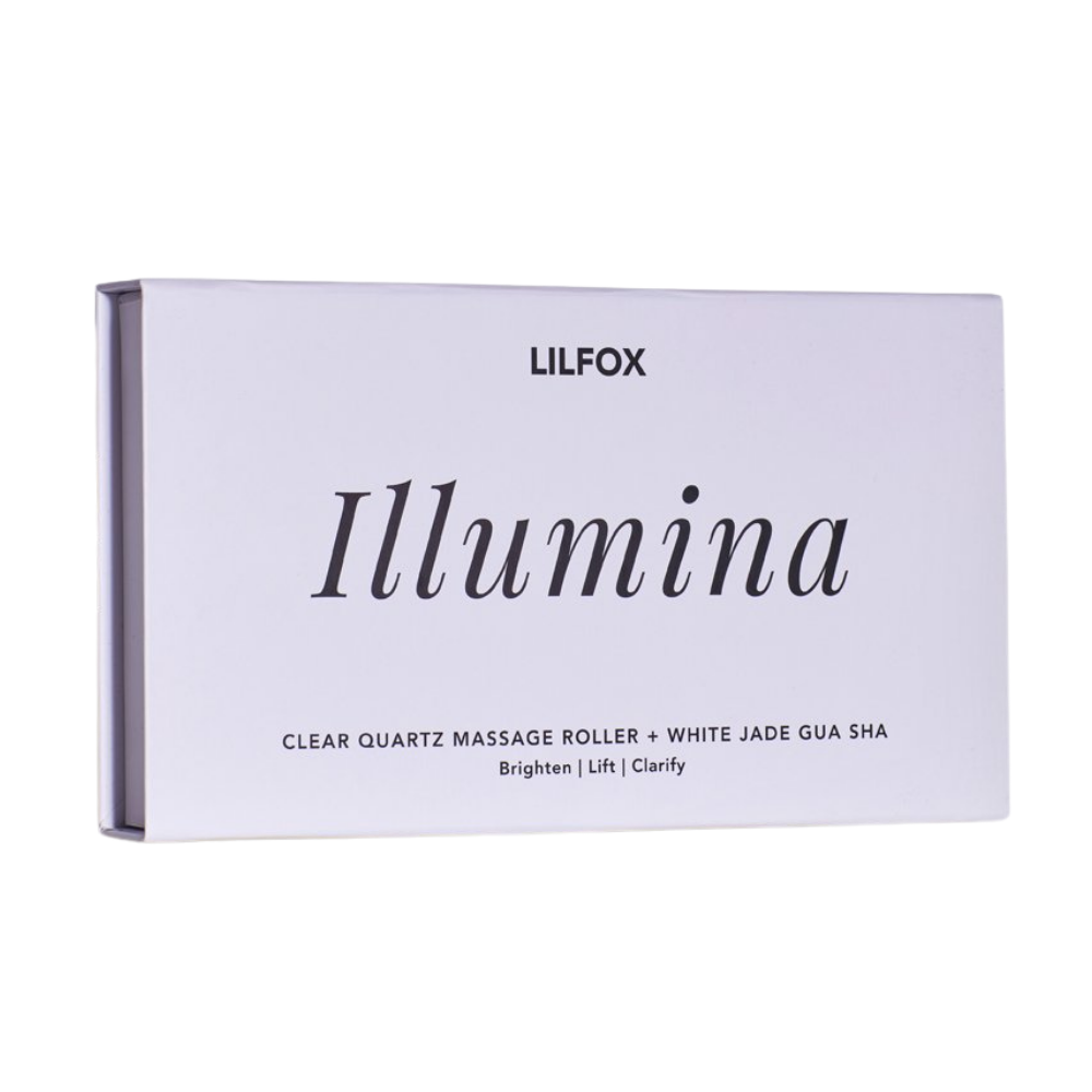 LILFOX ILLUMINA Clear Quartz Massage Roller + White Jade Gua Sha