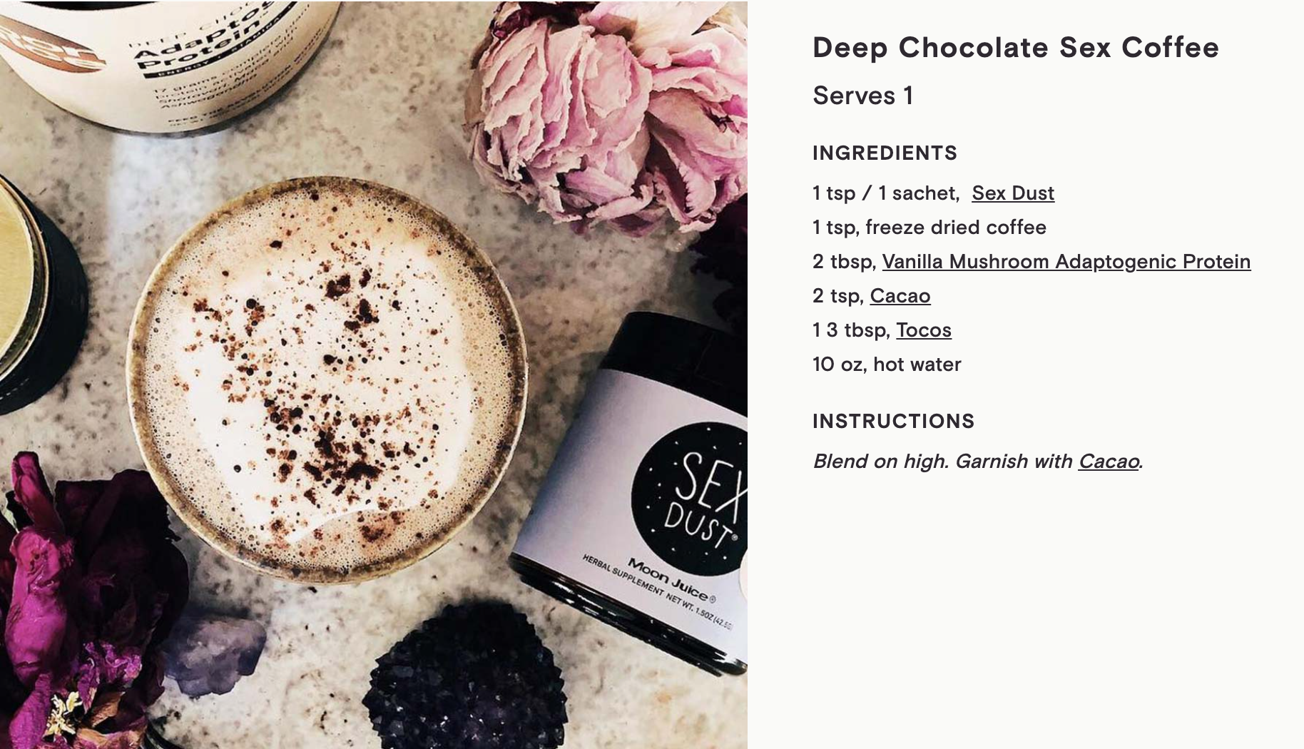Moon Juice Sex Dust Recipe | Deep Chocolat Sex Coffee