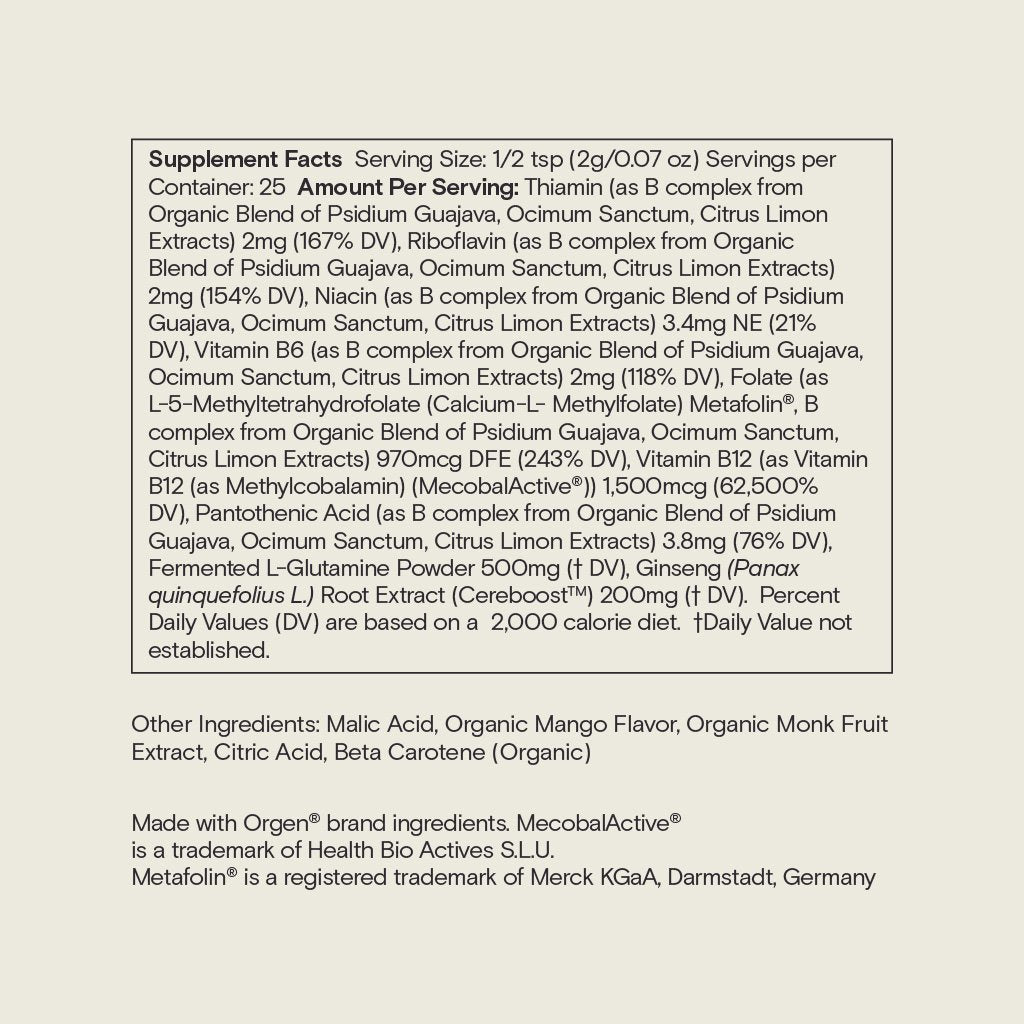 Moon Juice Ting Mango B Complex + Ginseng Supplement Facts