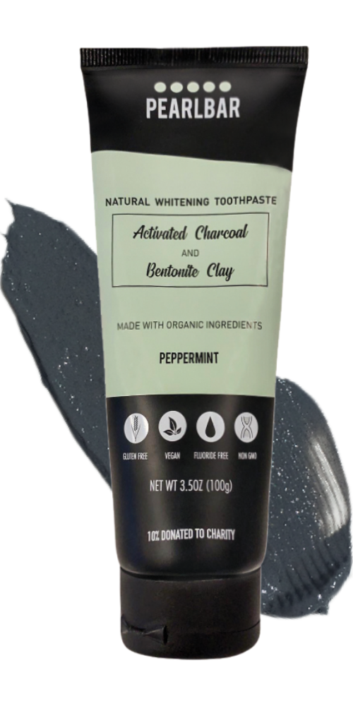 PearlBar Charcoal & Bentonite Clay Natural Whitening Toothpaste